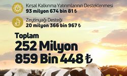 Çiftçilere 252,8 milyon TL destekleme bugün ödendi