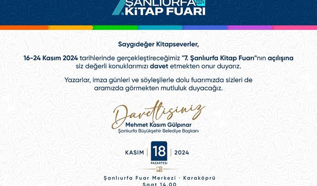 Şanlıurfa Kitap Fuarı kapılarını açıyor