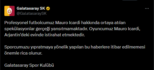 Galatasaray Mauro Icardi Açıklama